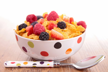 Poster - bowl of cereal with berries fruits