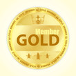 Gold member badge with royal crown and three golden stars