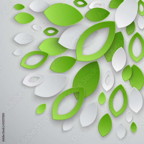 Obraz w ramie Green leaves abstract background. Vector illustration.