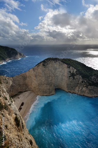 Board z aluminiowym obramowaniem Plaża navagio na wyspie Zakynthos (Grecja)