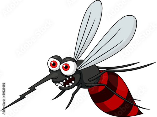 Obraz w ramie Angry mosquito cartoon