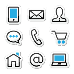 Canvas Print - Contact web vector stroke icons set