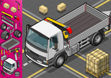 Isometric Container Truck In Front View