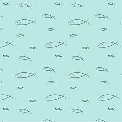 vector illustration of fish on blue background