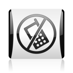 Aufkleber - no phones black and white square web glossy icon