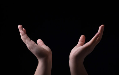 Icons of the hands on a black background