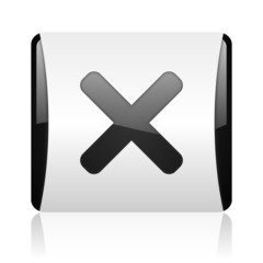 Poster - cancel black and white square web glossy icon