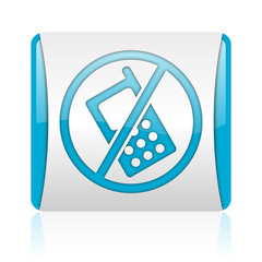 Aufkleber - no phones blue and white square web glossy icon