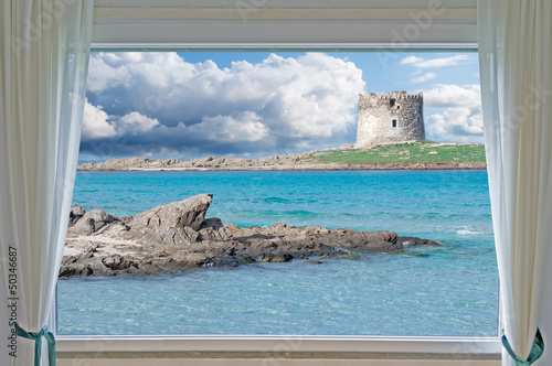 Plakat na papierze fotorealistycznym Chmury nad la pelosa i okna