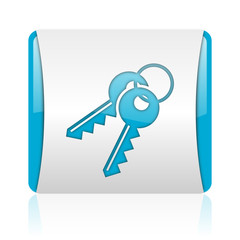 Poster - keys blue and white square web glossy icon