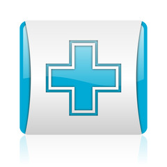 Poster - pharmacy blue and white square web glossy icon