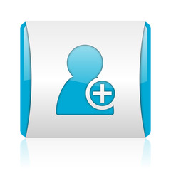 Poster - add contact blue and white square web glossy icon