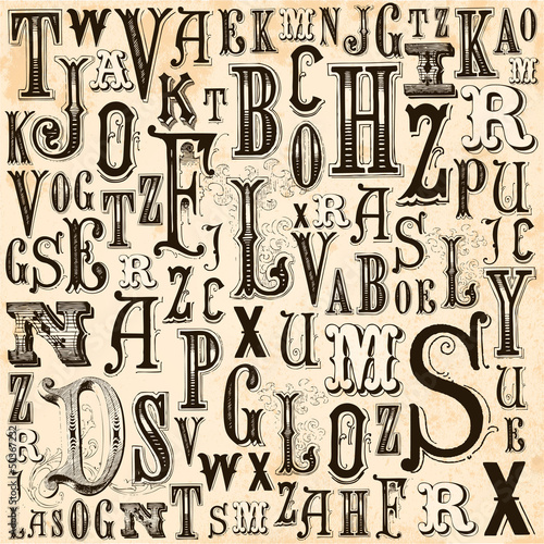 Obraz w ramie Vintage Alphabet background