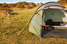 Dome Tent Pitched In Wilderness