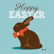 Happy Easter Card With Easter Chocolate Bunny