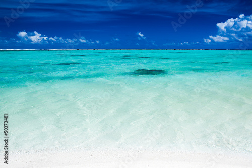 Nowoczesny obraz na płótnie Tropical ocean with blue sky and vibrant ocean colors