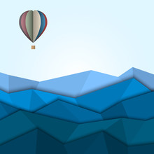 Hot Air Balloon And Mountains From Paper