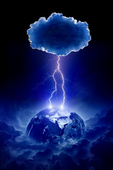 Poster - Planet Earth struck by lightning