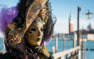 Golden Venetian Carnival Mask