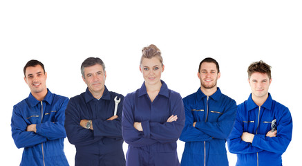 Mechanics in boiler suits portrait