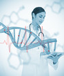 © WavebreakmediaMicro - Doctor using tablet pc with graphic dna helix and ECG line