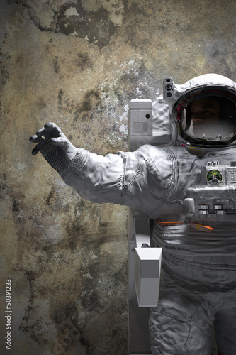 Nowoczesny obraz na płótnie astronaut indoor pose 3d illustration