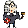 Cartoon Judge with a Gavel and Law Book