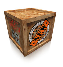 New Product Stamp Sign On Wooden Box