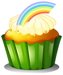 Sticker - A cupcake with rainbow