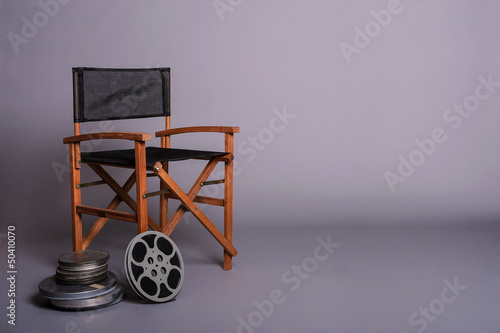 Film Director S Chair With Movie Reel Space For Text Buy