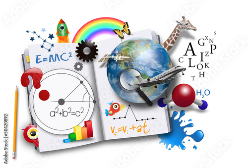 Plakat na zamówienie Open Learning Book with Science and Math