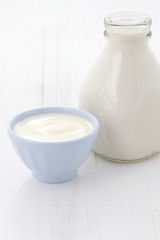 Poster - milk bottle and plain yogurt