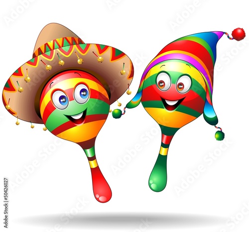 Obraz w ramie Maracas Cartoon Characters-Vector