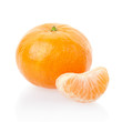 Tangerine and segment on white, clipping path included