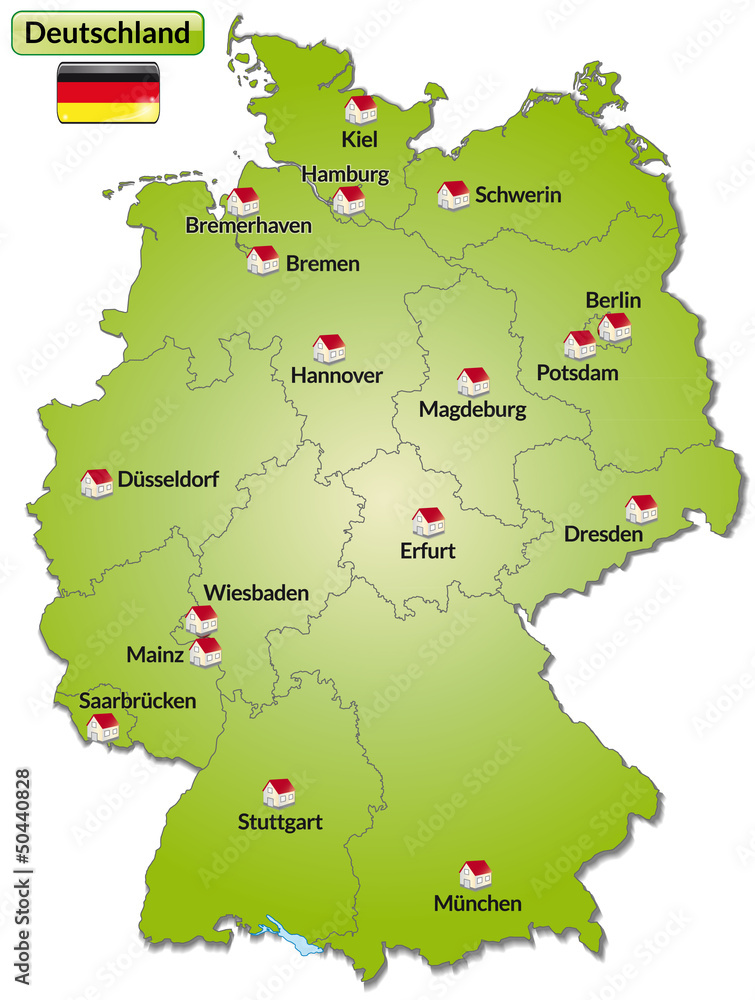 Landkarte von Deutschland mit Bundesländern Stock Illustration | Adobe ...