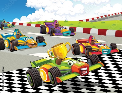 Board z aluminiowym obramowaniem Wyścig formuły - super samochód - ilustracja dla dzieci