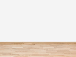 Empty white wall with wooden floor