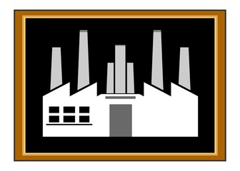 Poster - Usine dans un tableau noir