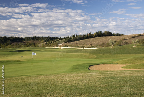Obraz na płótnie canvas trzyczęściowy "tryptyk" Pole golfowe