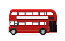 Red Double Decker Bus Isolated On White Background
