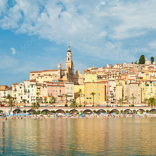 Tapeta ścienna Widok na stare miasto, menton, Francja