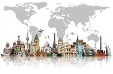 Wall Mural - travel the world monuments concept