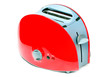 Modern red toaster isolated over white