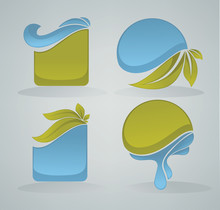 Vector Collection Of Leaves And Water Symbols And Stickers