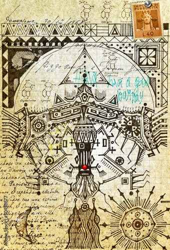 Obraz na płótnie canvas dwuczęściowy "dyptyk" Steampunk stary projekt