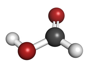 Poster - Formic acid ant sting chemical, molecular model.