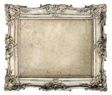 Old Silver Frame With Empty Grunge Canvas