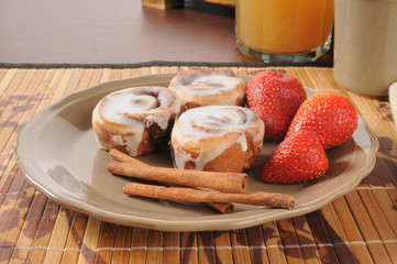 Wall Mural - Cinnamon Rolls with strawberries