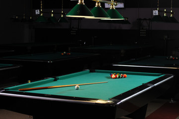 billiard tables in a billiard club