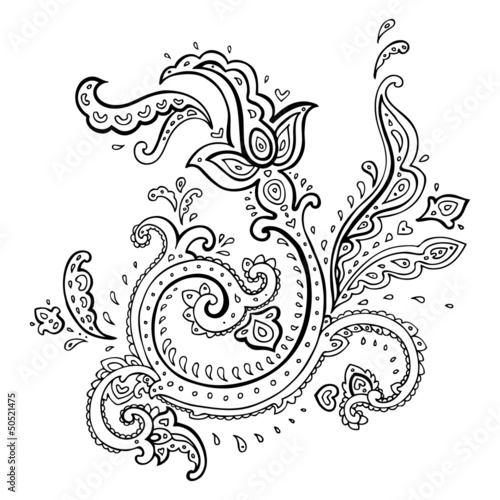 Tapeta ścienna Ręcznie rysowane ozdoba paisley.